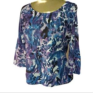 Purple Blue Multi Sublimated Print Top